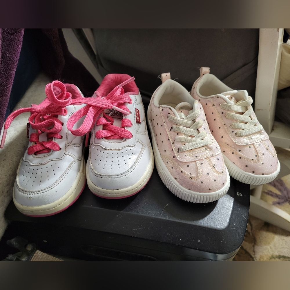 2 Pairs Gently Used Girls 6c Shoes